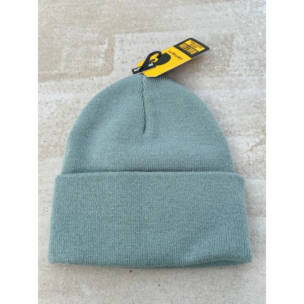 Carhartt Kids Knit A18 Rubber Patch Beanie Beanie Hat In Pantina New With Tags - Picture 5 of 8